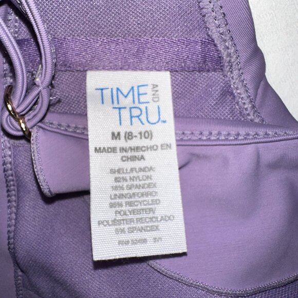 Time & Tru Purple Ruffle Strap Swim Top Size S (8-10) • Women’s Bikini Crop-A177 - Picture 3 of 5
